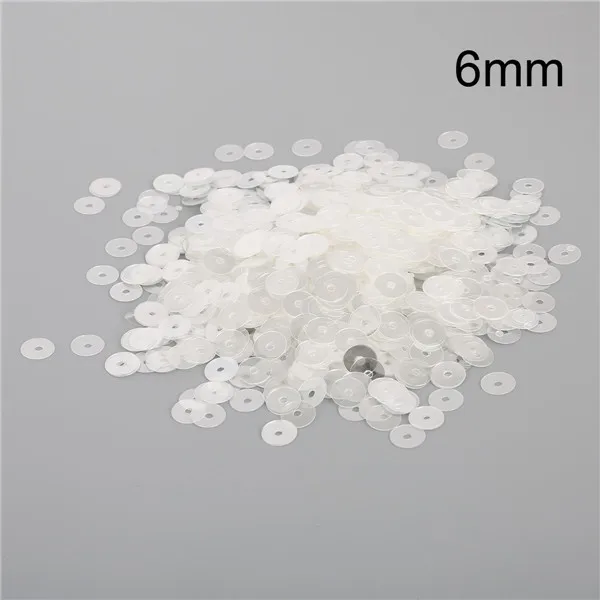 White 6mm 1500pcs-10000pcs 3/4/5/6mm Colorful Flat Round PVC Loose Sequins For DIY Needlework Sewing Costume Jewelry Manicure Fittings - Цвет: White 6mm