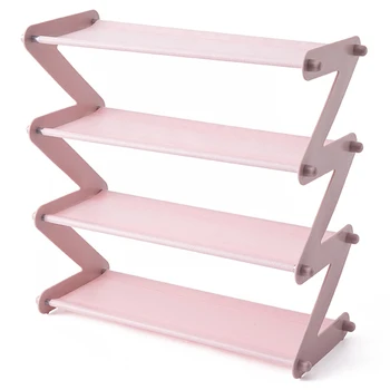 

Simple Stainless Steel Assembled Shoe Rack Save Space Slippers High Heels Home Dormitory Foldable Multi-Layer Storage Pink
