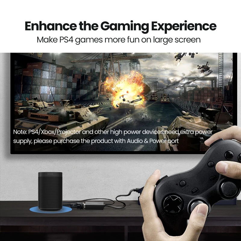 UGREEN-HDMI to VGA , PS4 Male To female ȯ 1080P HDMI VGA , 3.5 , TV ڽ PC HDMI to VGA