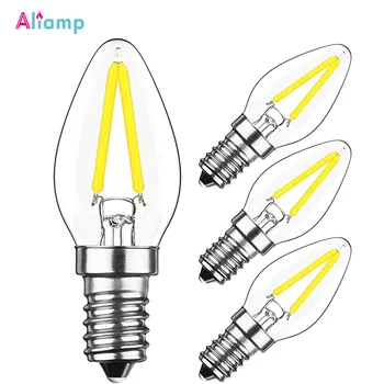 

C7 E12 LED Bulb 2W Edison Screo Lamp 6000K Daylight 15W Enquivalent Mini Candle Torpedo Shape for Night Light 110V 220V 4Pack