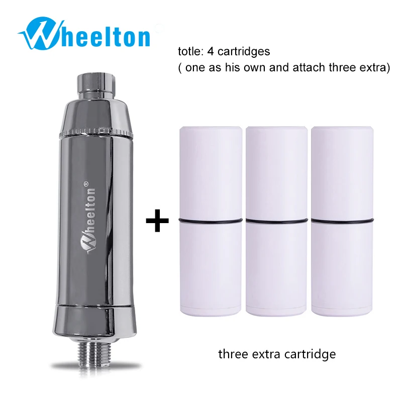 Wheelton SPA Bathing Remove Chlorine Water Filter Purifier Shower Filtration Soft Water Attach Extra 3 Cartridges
