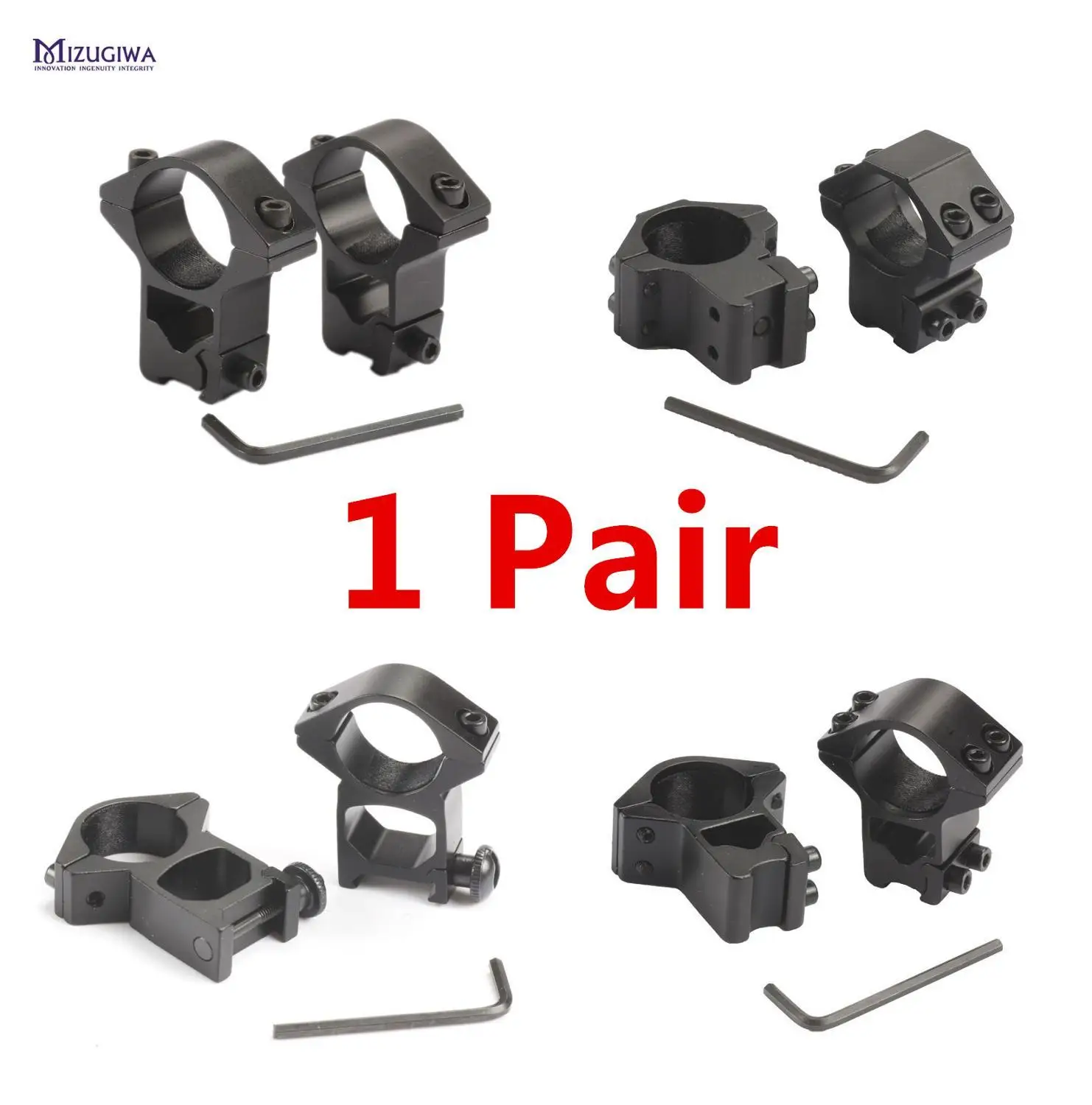 

1 Pair MIZUGIWA Scope Mount Rings 25.4mm / 30mm Weaver 11mm / 20mm Picatinny Rail For Optics Sight Pistol Airsoft Accessories