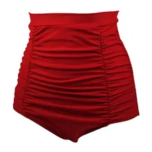 С высокой талией женский 50s Ретро Винтажные однотонные Плавки бикини классические купальные плавки Плюс Размер бразильские стринги для купания короткие плавки