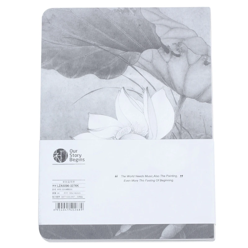 

Sketchbook Blank Papers Diary Pocket Journal School Study Notebook Gray+white, Lotus C