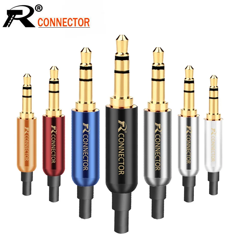 100pcs/lot Copper Audio Jack 3.5mm 3 Poles Stereo Connector Gold Plated Earphone Jack 3.5mm Male Plug with Tail plug