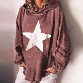 

Star Pattern Hooded Sweatshirt Multicolor Women's Fashion Plus Size New Pattern Printed Sweatshirt Loose Casual All-match Top