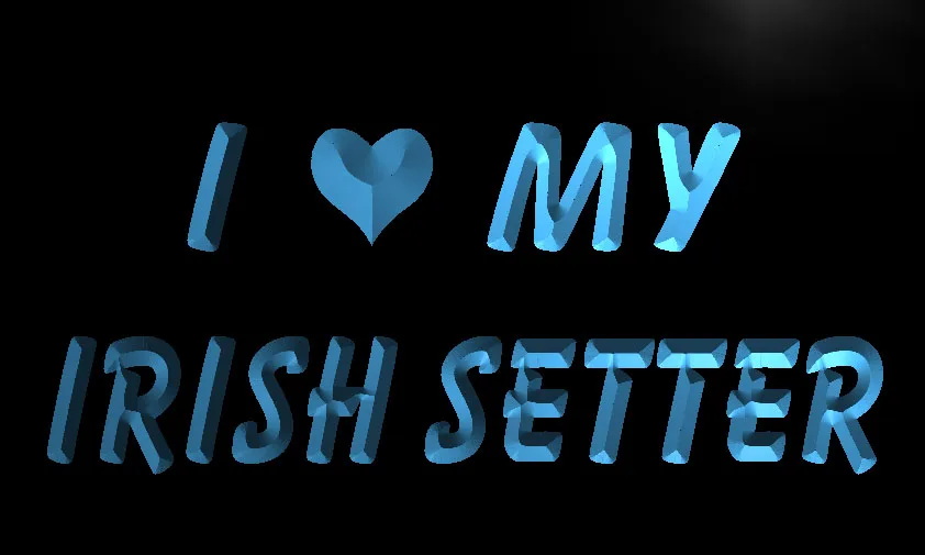 S054 I Love My Irish Setter собака, домашнее животное, светодиодная Светильник знак