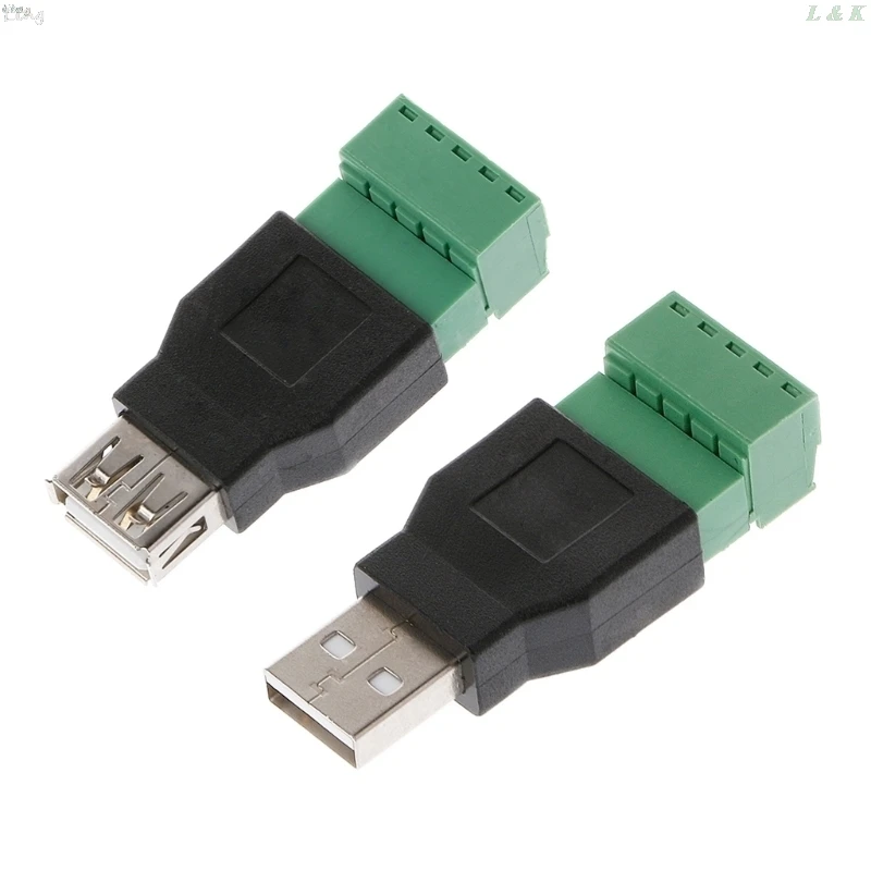 USB 2 0 Тип A штекер/гнездо к 5P винт с защитной клеммой адаптер разъем L29K|Соединители|