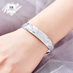 SR: FINEJ классический серебристый цвет с регулируемой окружностью браслет покрытый браслетом прочные цветные браслеты женские аксессуары