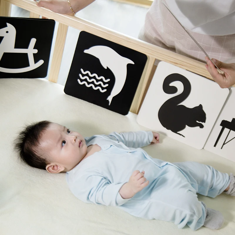 4 juguetes para bebés de 0 a 3 meses, color blanco y negro, de alto  contraste, juguetes Montessori para bebés de 0, 3, 6, 9 meses, juguetes