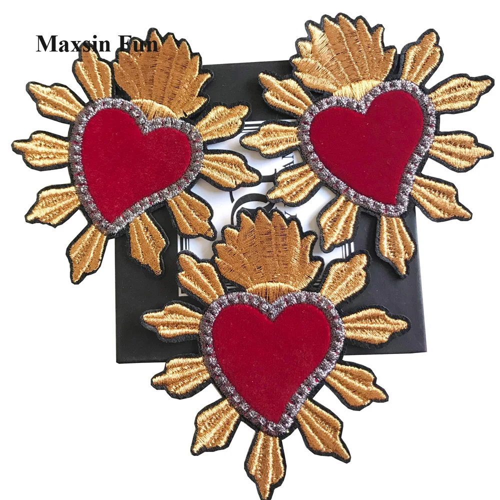 1 pezzo oro metallizzato croce distintivi tessuto patch ricamo