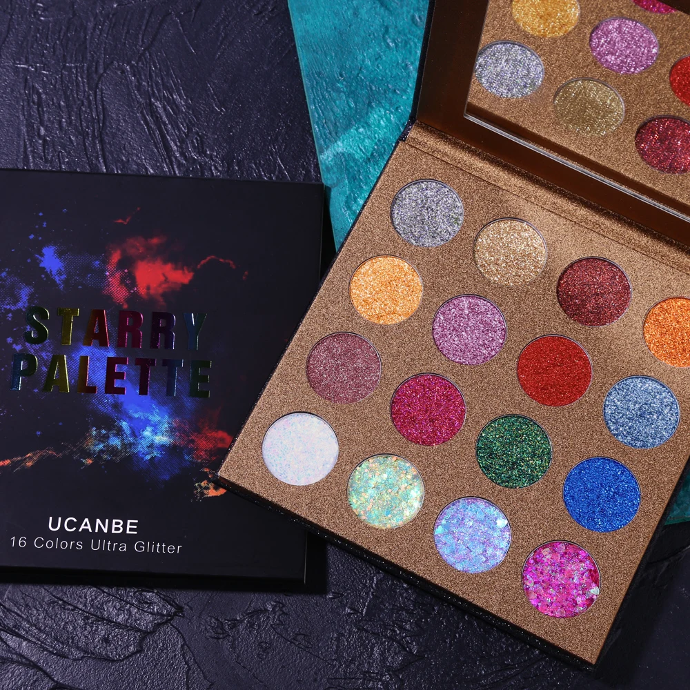 UCANBE 16 оттенков Звездные Сияющие блестящие тени для век пастообразный глаз лица