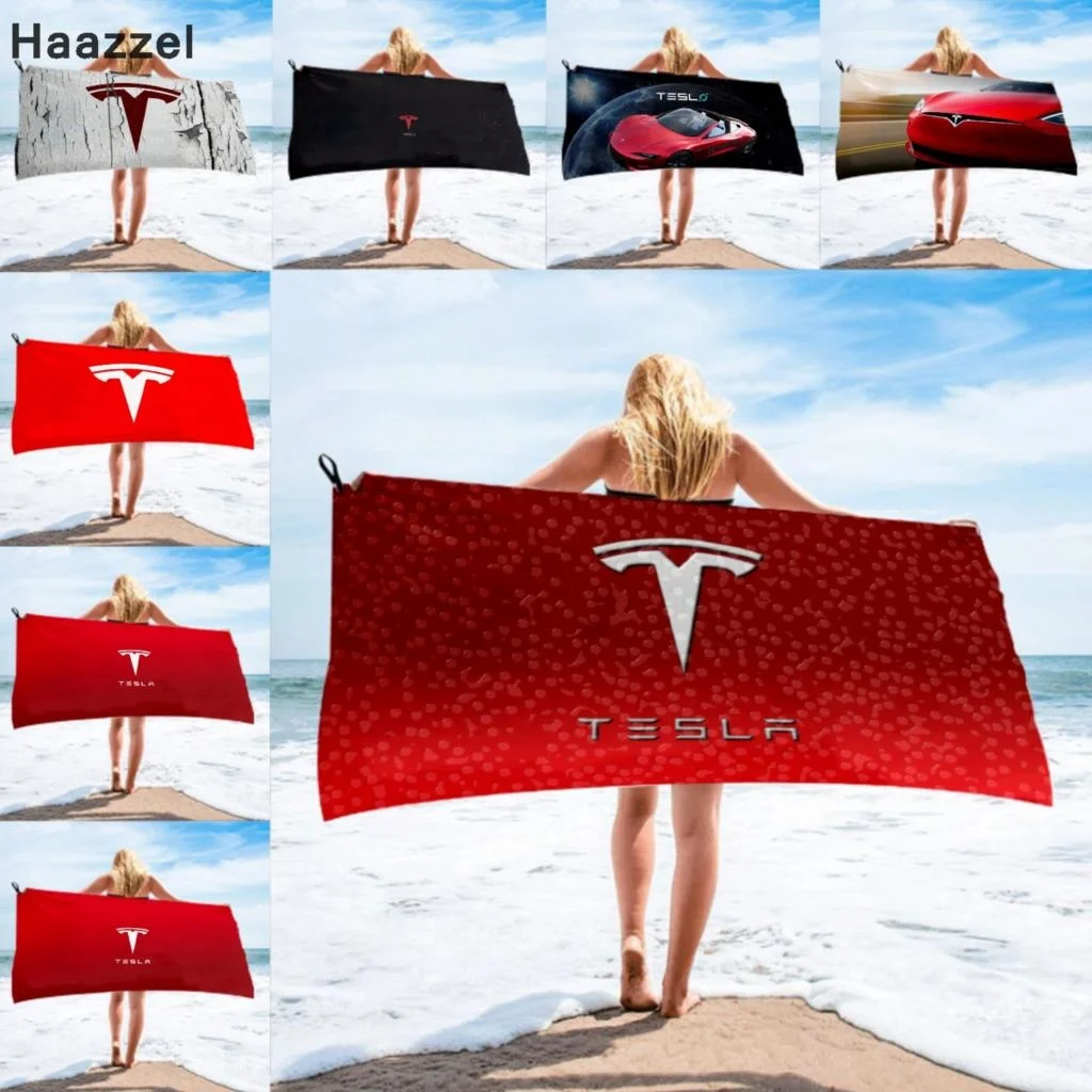 Банное полотенце с логотипом Tesla для автомобиля пляжное Женская длинная шелковая