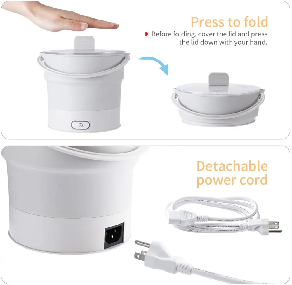 Portable Foldable Electric Steaming Stewing Hot Pot Cooker Muti-functional Silica Gel Sauce Pot Electric Kettle & Steamer Travel