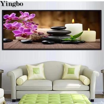 

Full Diamond Diamond Painting Orchid stone candle 2020 New Mosaic Diamond Embroidery Decoration Furniture DIY Wall painting