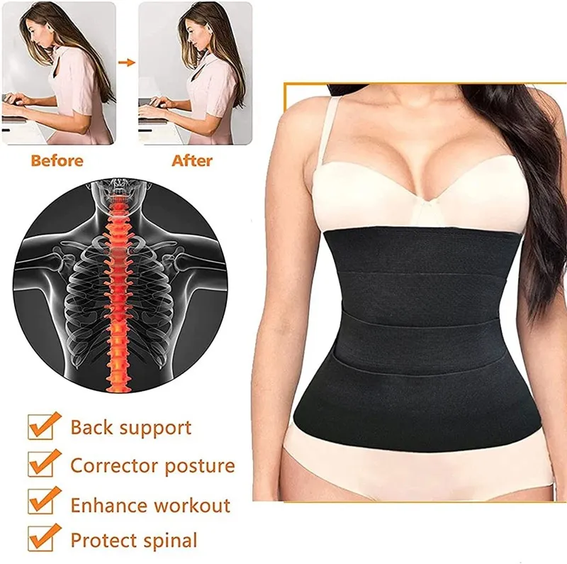 Waist Trainer for Women Tummy Wrap Waist Trimmer Belt Slimming Body Shaper Plus Size Snatch Me Up Bandage Wrap Waist Support