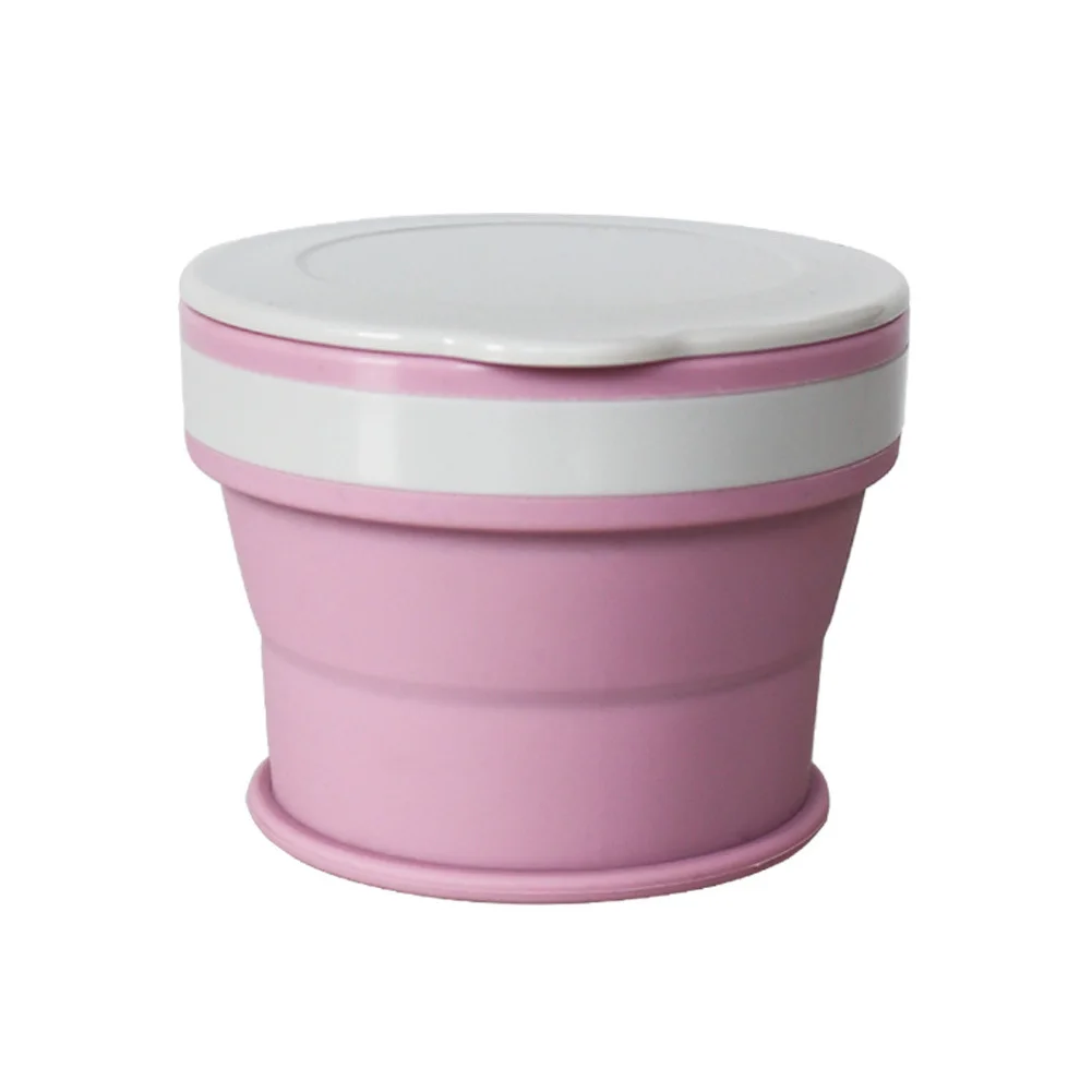 Pink Portable Travel Tea Cup Office Camping Leak Proof Folding Silicone Home Coffee - Цвет: Pink