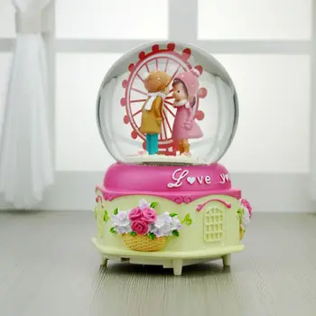 

Household Couple Music Box Light Crystal Ball Automatic Floating Snowy Octave Glass Ball Music Box Valentine's Day Gift New