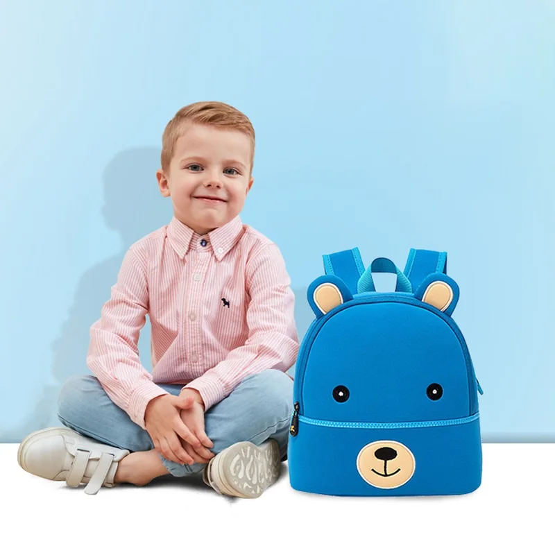 

Kids Bear Cartoon School Bags Kindergarten Anti-lost Safe Neoprene SBR Fabric Light Backpack for Children Boys Girls