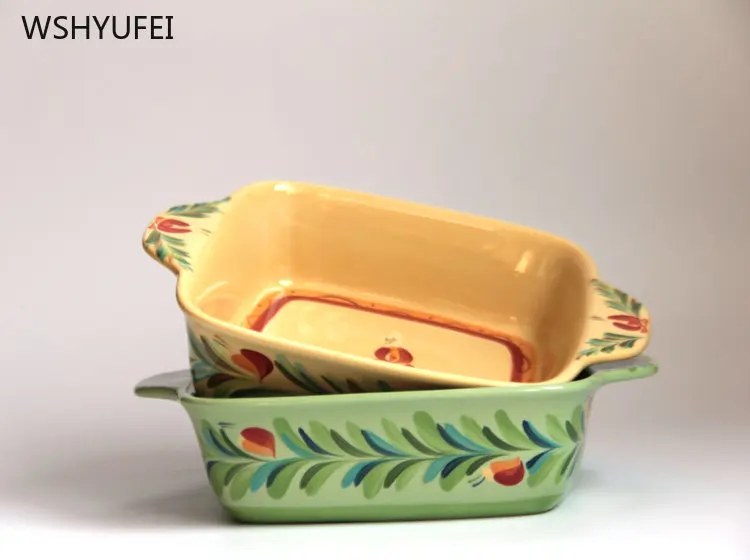 Ceramic plate baking utensils hand-painted bread baking tray pizza baking tray oven special home kitchen tableware salad plate