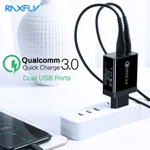 USB raxfly, зарядное устройство для телефона, быстрое зарядное устройство QC 3,0, быстрая зарядка для Xiaomi Mi, iPhone Xr, Универсальный двойной порт, 2,4 А, быстрый телефонный адаптер
