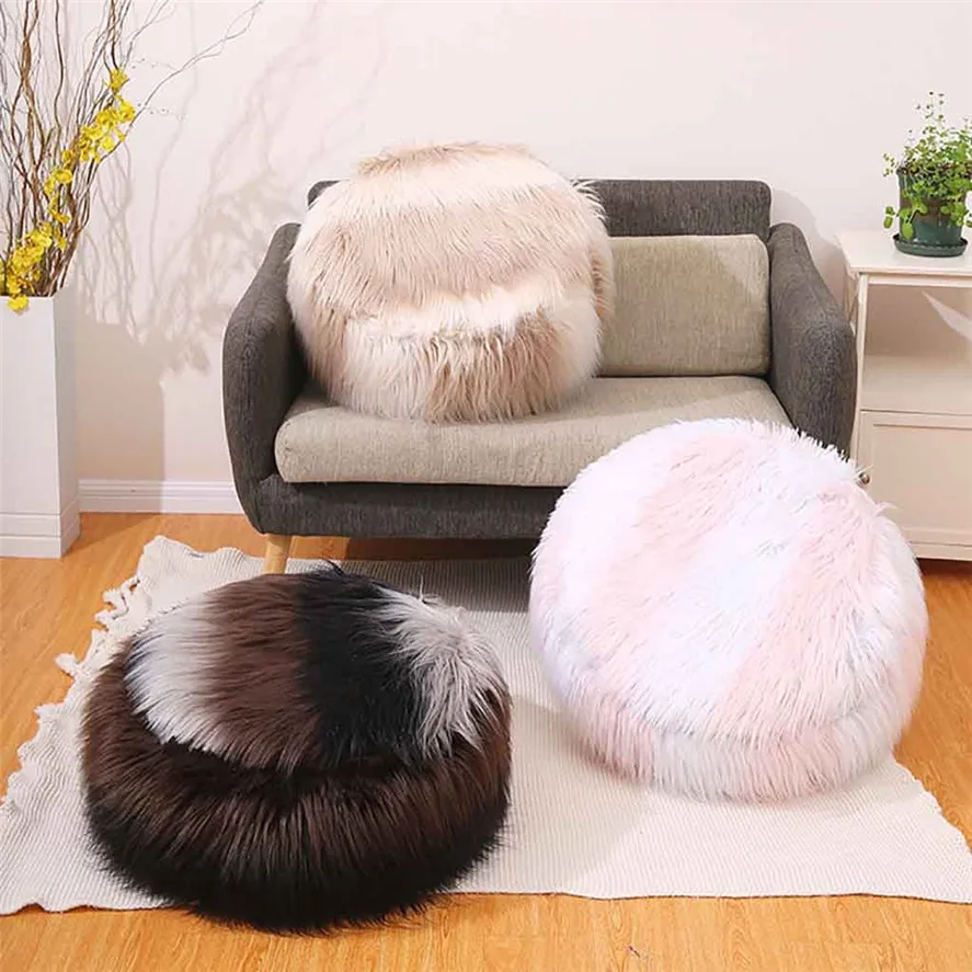 

New Plush Sofa Stool 1PC Bedroom Decor Futon Mat Inflatable Portable Round Footstool European Style Stool 1017#30