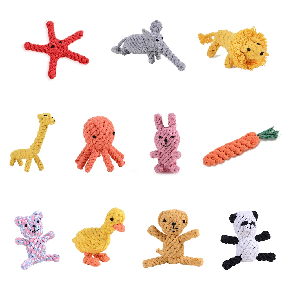Cuerda de algodón tejida a mano para dentición, palo masticable de juguete, vara para Molar, juguetes para apretar, cuidado Dental para perros, regalo de día de Pascua
