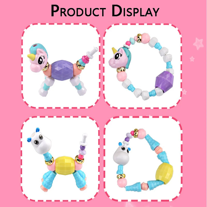 HIYONG модный DIY мультяшный резиновый игрушечный браслет для детей волшебное животное пластиковые браслеты трендовые бусины Единорог для детей подарок