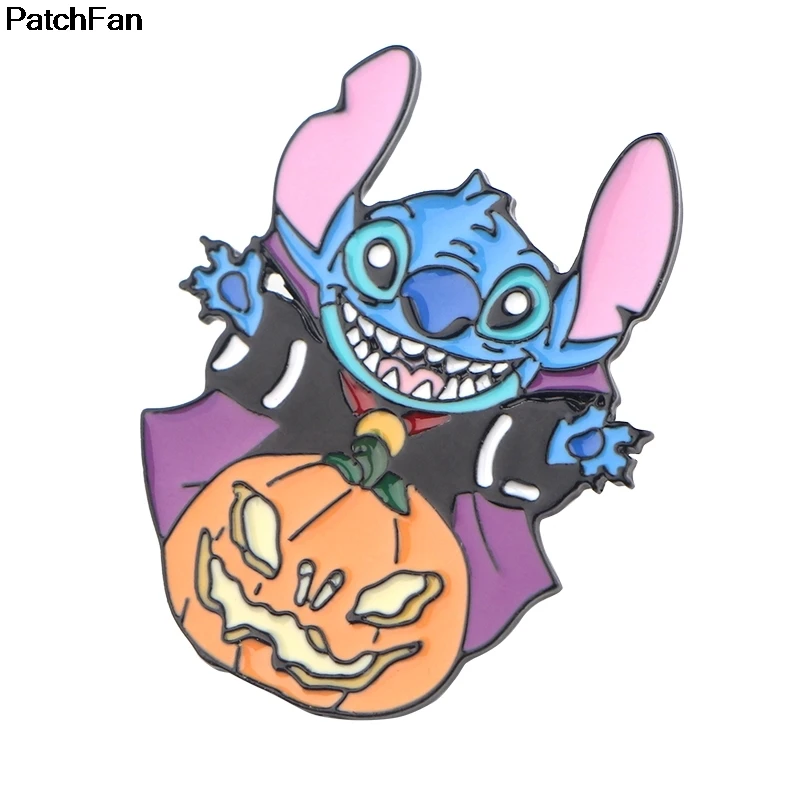 20 шт./лот Patchfan Ститч Хэллоуин мультфильм забавные булавки броши для рюкзака, одежды для мужчин и женщин шляпа Декоративные значки медали A2499
