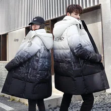 

90 White Duck Down Jacket for Both Men and Women 2021 Winter New Korean Loose Medium and Long Oversized Thickened Jacket
