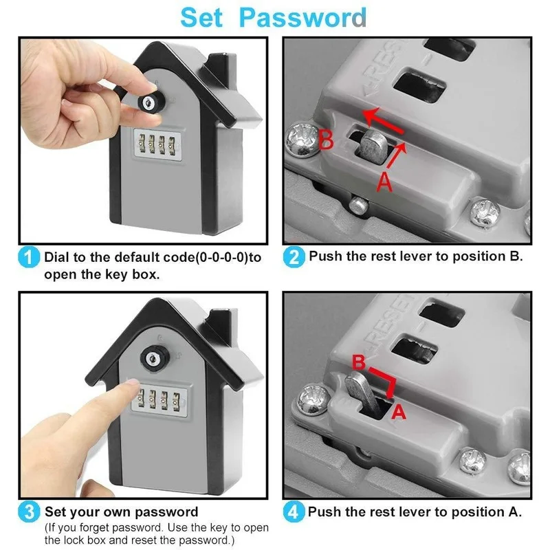 4-digit Combination Code Key Unlock Anti-theft Storage Box Wall-mounted Large Key Safe_voghion.com