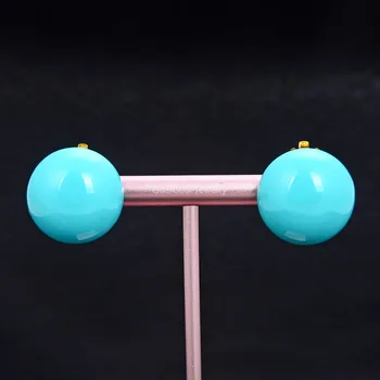 

GG Jewelry 18MM Turquoise Blue Coin Sea Shell Pearl Gold Plated Stud Earrings