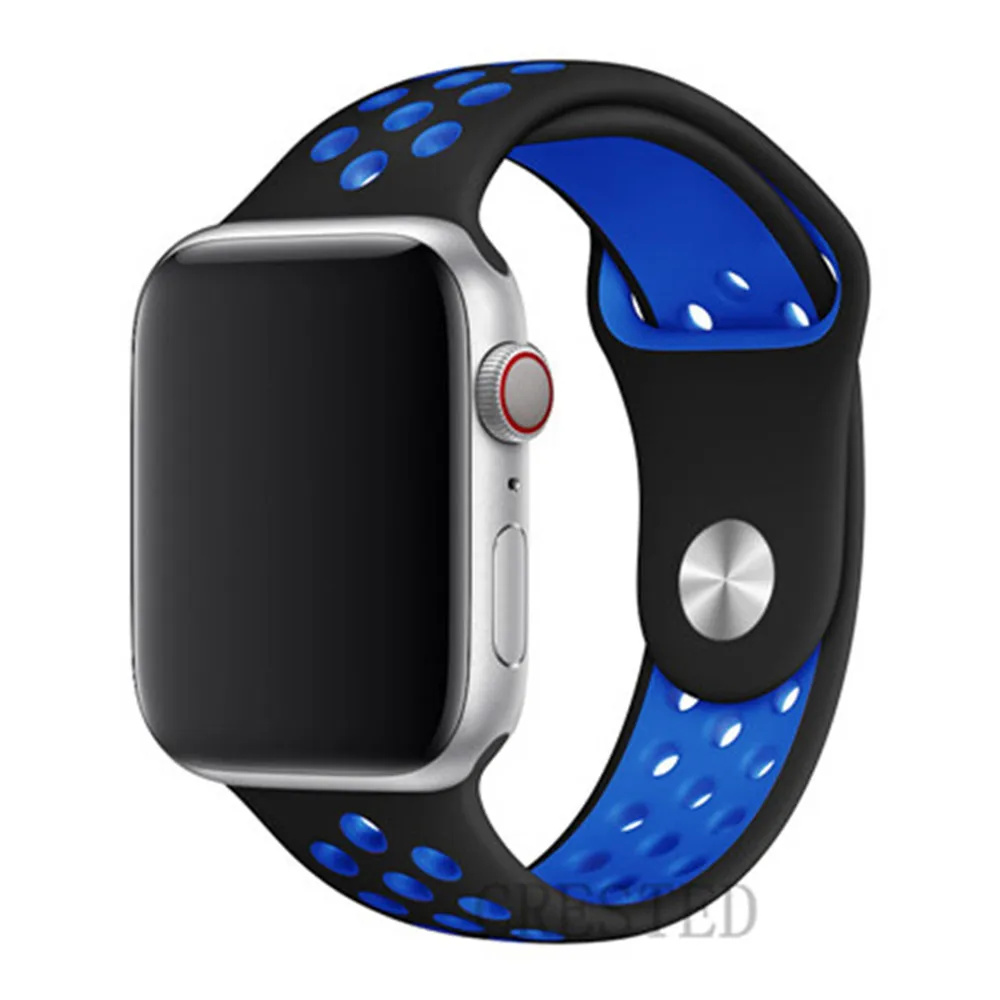 Спортивный ремешок для apple watch band 44 мм/40 мм apple watch 5 4 band iwatch band 5 42 мм/38 мм correa браслет ремень 3 Аксессуары для часов - Цвет ремешка: black blue 24