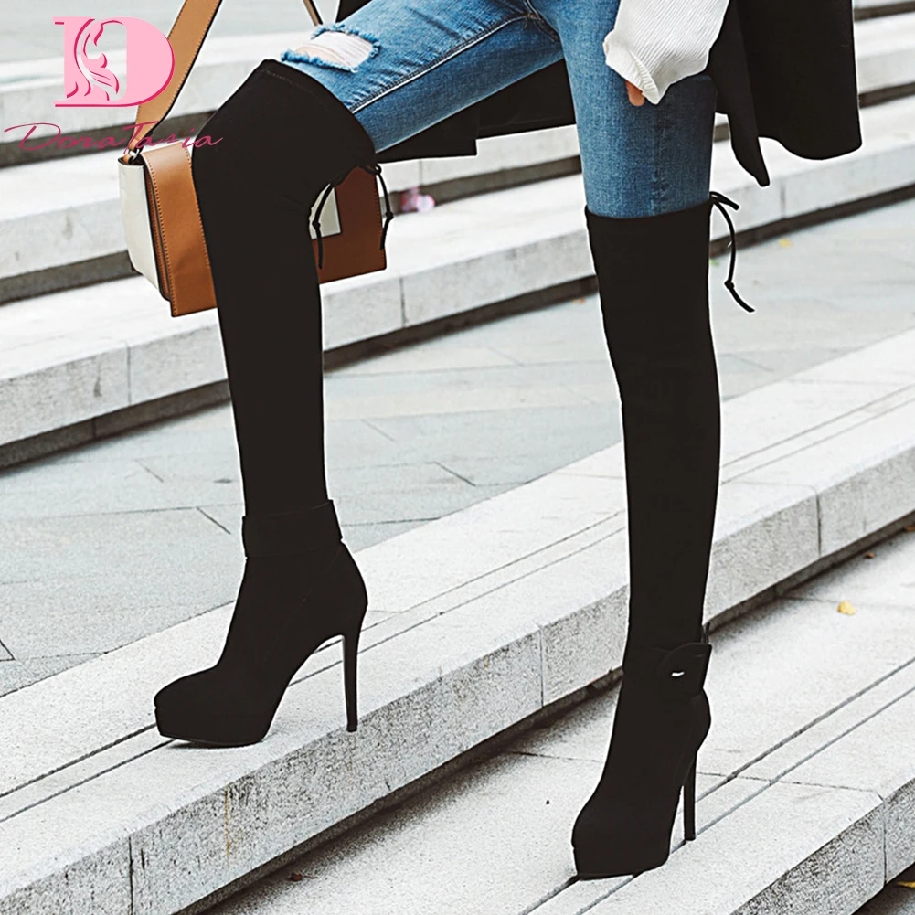 

Doratasia large size 32-46 top quality new super thin high heels over the knee boots woman shoes platform Ins shoes women boots