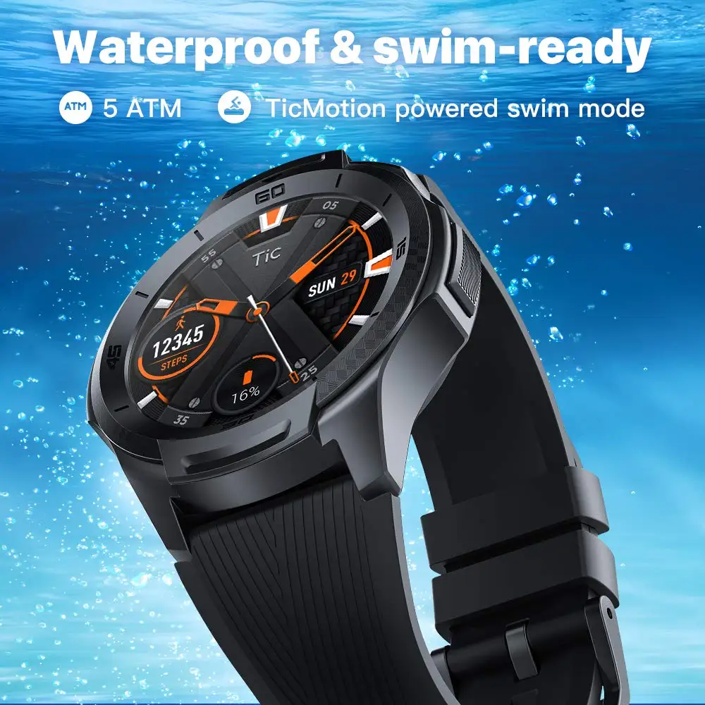 Ticwatch S2 Смарт часы Встроенный gps часы мужские 5ATM водонепроницаемый износ ОС Google 24hr здоровье трек несколько циферблатов часы