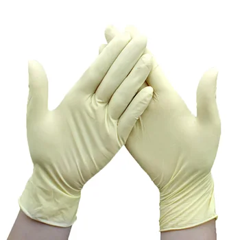 

50 Pairs Disposable Latex Gloves With Non-Slip Waterproof Rubber Gloves For Home Laboratory Protective Gloves Yellow L