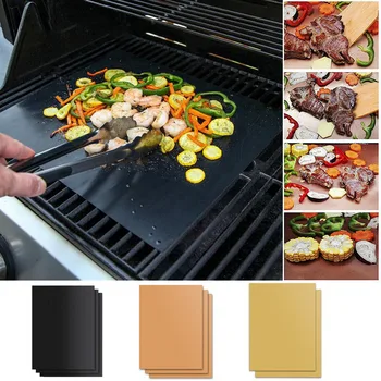 

Reusable Non-Stick BBQ Grill Mat Pad Baking Sheet Portable Outdoor Picnic Cooking Easily Cleaned Barbecue Oven Tool For Party