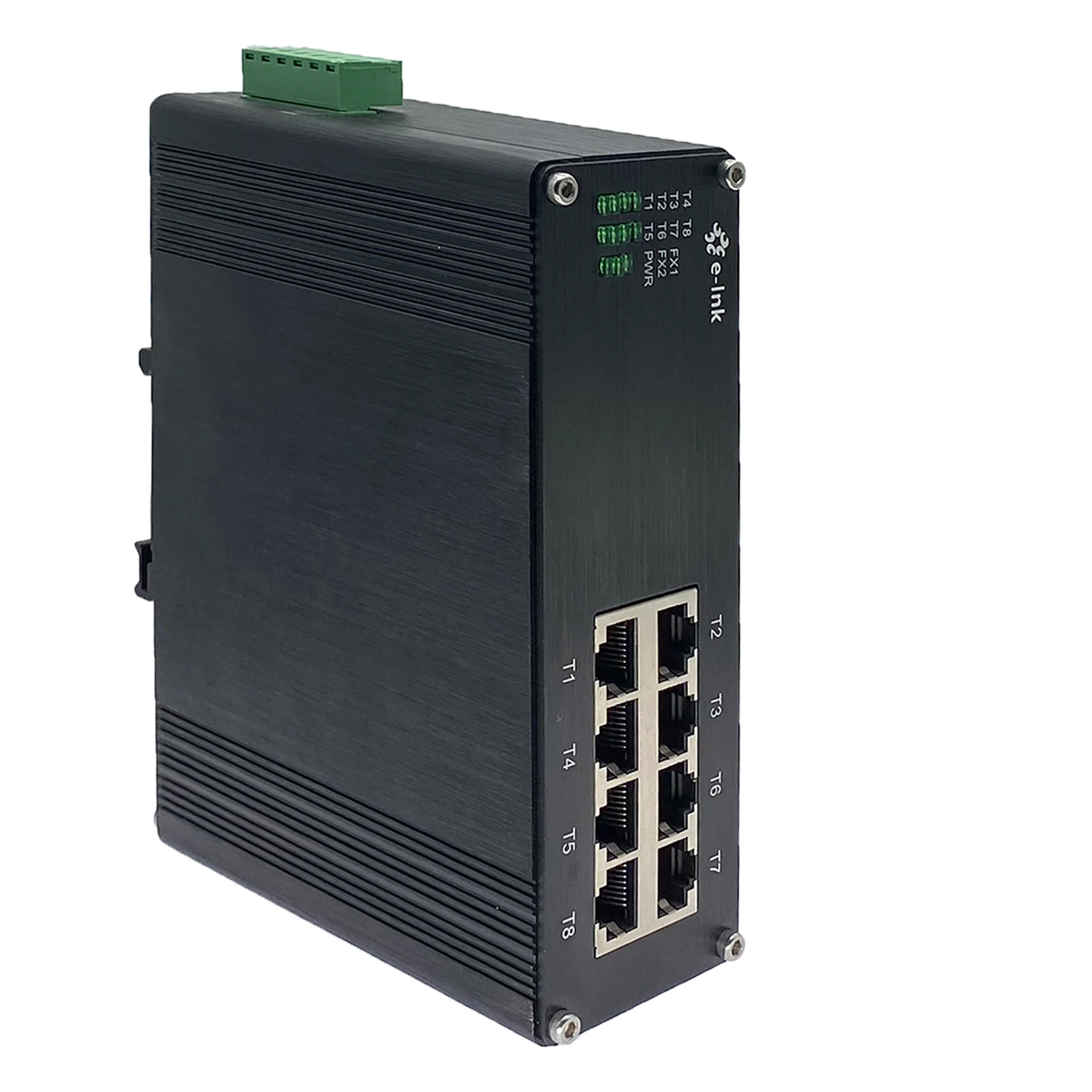 E-Link Industrial 8 Port (PoE) Gigabit Ethernet Switch Din Rail Network Switch 10/100/1000Mbps RJ45 IP40 Aluminium Case