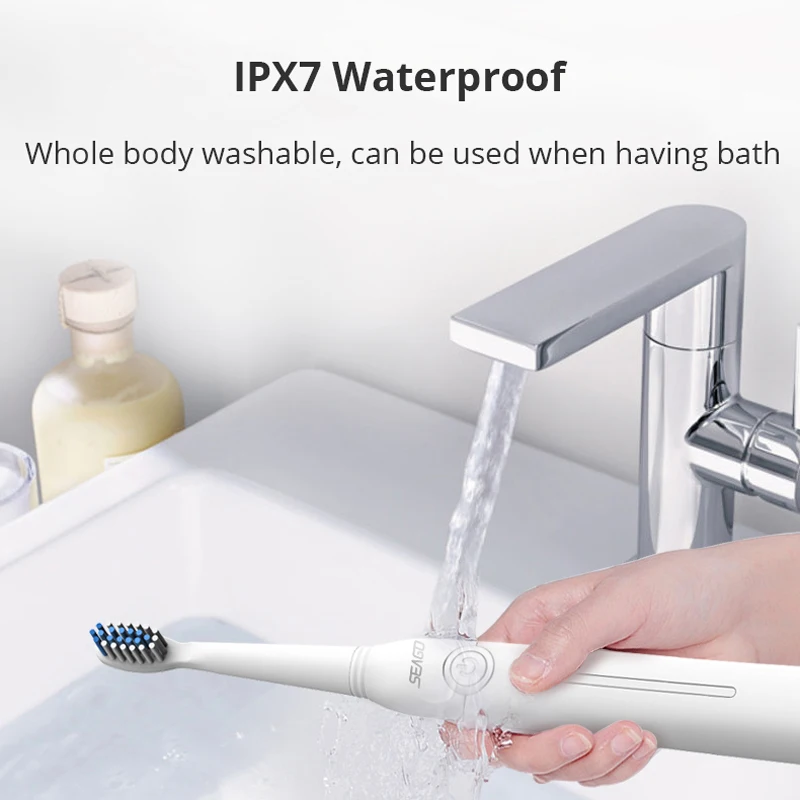 Seago Acoustic Wave Electric Toothbrush Ultra Sonic Vibration 5 Modes Powerful Clean Teeth Whitening 1 Handle 3 Heads Seago Acoustic Wave Electric Toothbrush Ultra Sonic Vibration 5 Modes Powerful Clean Teeth Whitening 1 Handle 3 Heads