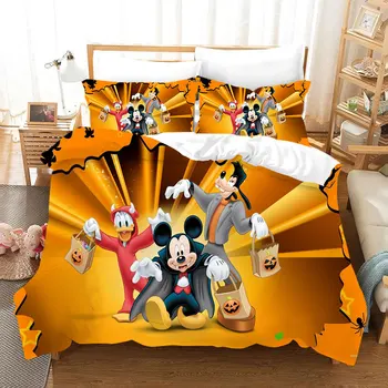 

Disney Mickey mouse Bedding Set Duvet Cover pillowcase Minnie mickey cartoon Children bed set Home textile Disney