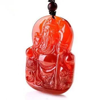 

LETSFUN Fine Jewelry Clin-kk Pure Natural Red Agate Guan Gong Guan Yu Warrior God Buddha Necklace Pendant Free Shipping