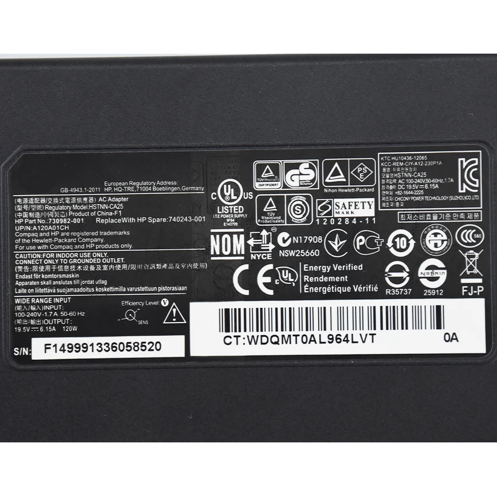 OEM для hp ENVY17 120W 19,5 V 6.15A адаптер зарядное устройство 732811-001 710415-001 4,5*3 мм синий наконечник