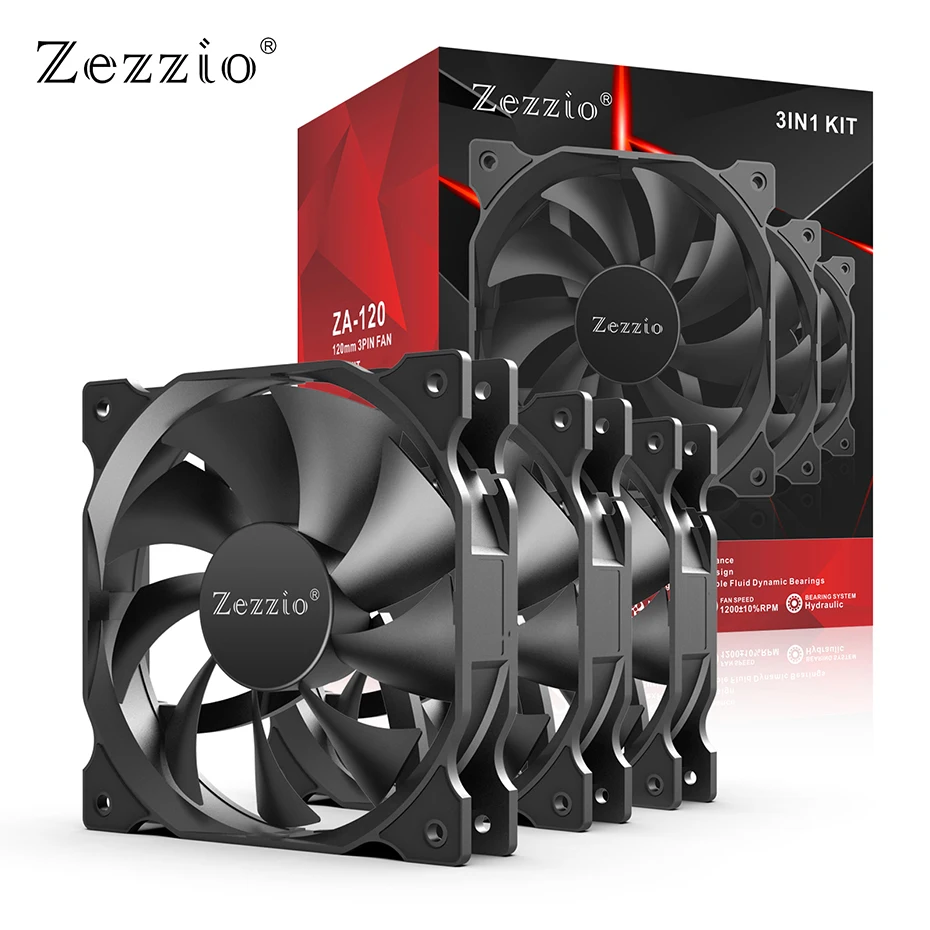 ZEZZIO ZA-120 12 см 3 в 1 кулер для процессора 3PIN и molex порт компьютера чехол тихий
