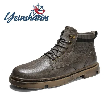 

2020 Boots Mens Shoes Genuine Leather Jeans Boots Military outdoor Male Tactical Boot Classic Work Bureau Office Botas Hombre