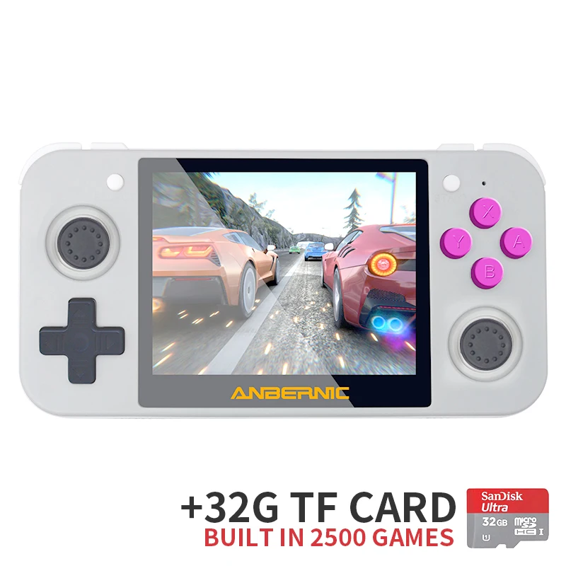 white with 32TF card Данные лягушка RG350 3,5 дюймов ips экран Ретро игры двухъядерный 16G+ 128G TF аркадная игра плеер RG 350 PS1 портативная игровая консоль - Цвет: white with 32TF card