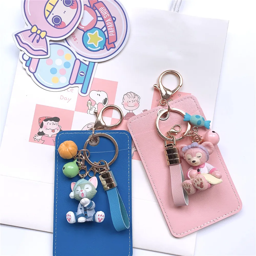 

Cute Cartoon Duffy Bear Shellie May Gelatoni StellaLou Figure Keychain Portable ID Card Holder Bank Bus Cards Cover Badge Case
