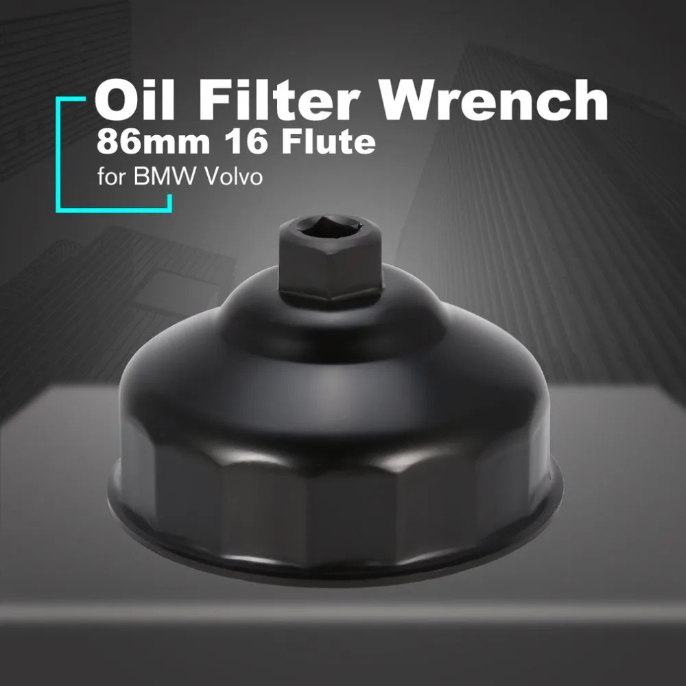 Llave de filtro de aceite para coche, herramienta de extracción de tapa de unidad cuadrada, Mini herramientas de reparación de automóviles para BMW, 86mm, 16 flautas
