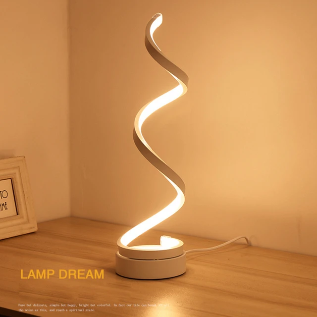 Lampada da tavolo luce LED moderna forma a SPIRALE BIANCA 12Watt da comodino