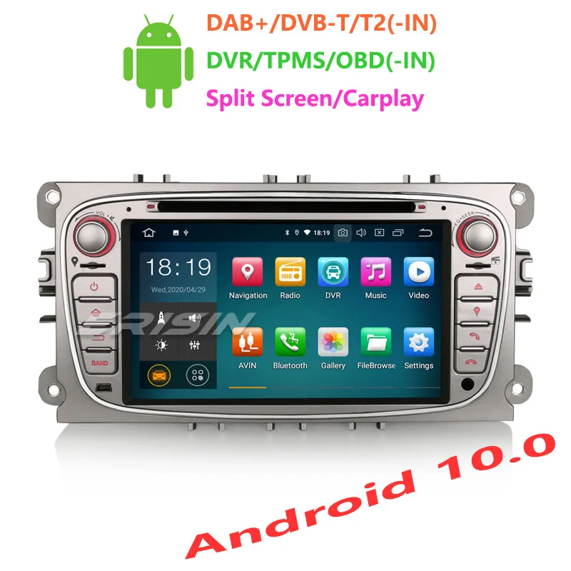 Erisin ES5109FS 7 дюймов Android 10 0 автомобильный DVD OBD DAB + DVR USB CarPlay для Ford Mondeo Focus S/C-Max Galaxy |