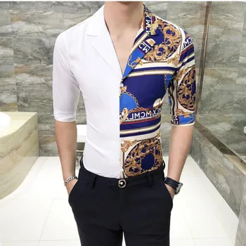 

2020 Printed Shirts Mens casual Slim Fit Shirt Men Half sleeve camisa Designers Social Club Party Shirts camiseta masculina